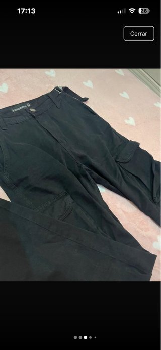 Pantalón Cargo NegroWide Leg Stradivarius Negro 32