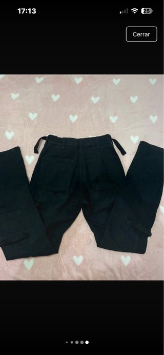 Pantalón Cargo NegroWide Leg Stradivarius Negro 32