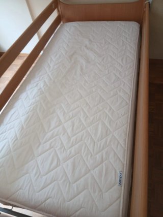 Cama médica de madera y plástico