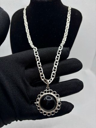 Collar Plata 925 con Piedra Negra