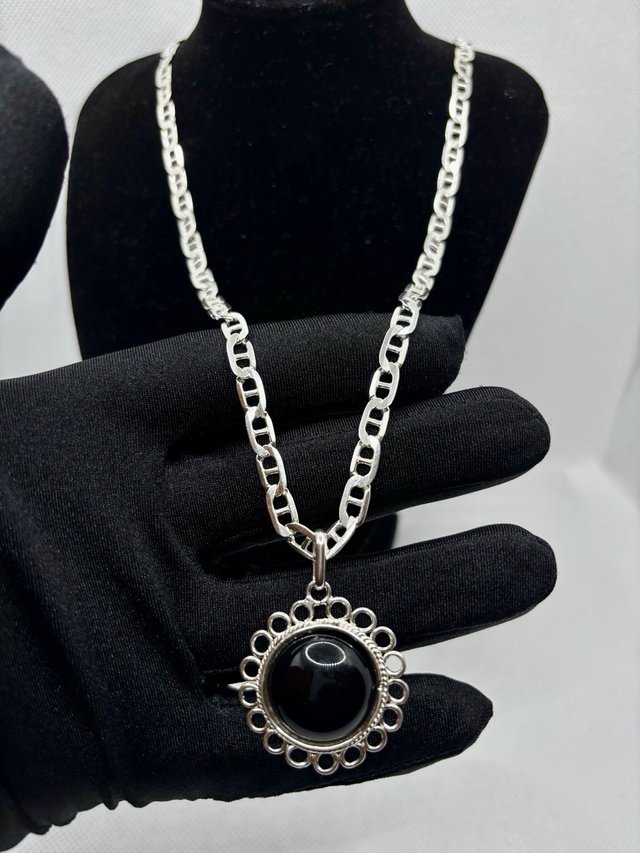 Collar Plata 925 con Piedra Negra