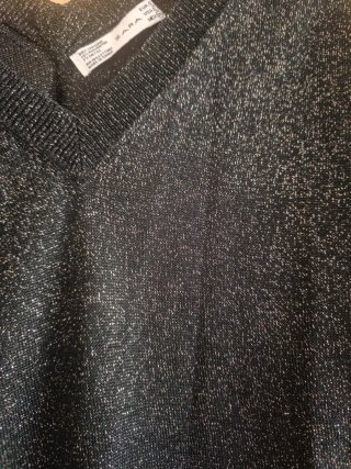 Jersey Zara fino brillante negro/plata Talla l