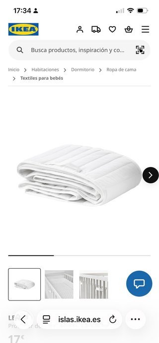 Culla per bambini Ikea bianca con materasso e copertura