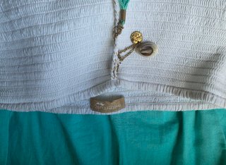 Vestido playero degradado blanco y turquesa