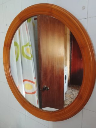 Espejo Redondo Madera Marrón