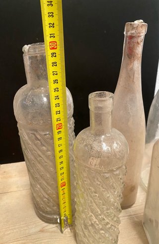 Conjunto 5 botellas vidrio antiguas