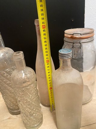 Conjunto 5 botellas vidrio antiguas