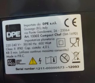Impastatrice DPE Acciaio 600 Watt