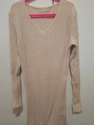 Vestido canalé beige