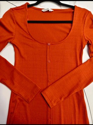 Vestido S Stradivarius Naranja/Rojo