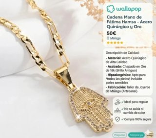 Collar Mano de Fátima con Cadena Cubana
