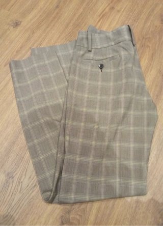 Pantalones rectos tiro bajo cuadros