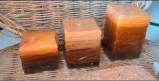 Set di 3 candele rustiche artigianali tonalità terra