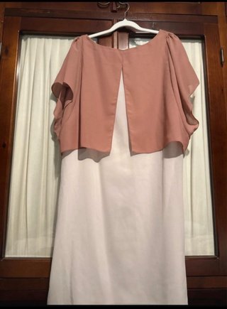 Vestido Sisley Talla L (40) Rosa y Beige
