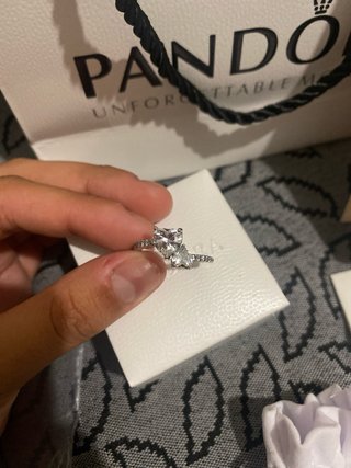 Anillo Pandora Doble Corazón Plateado