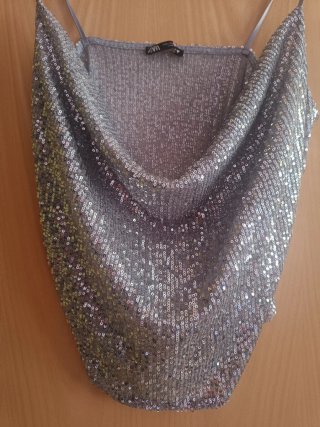 Top lentejuelas plata Zara l