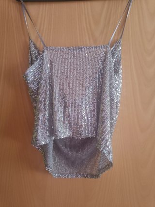 Top lentejuelas plata Zara l