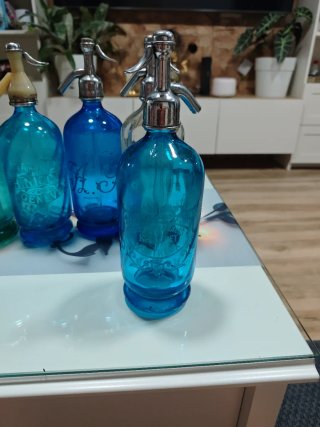 Sifón antiguo grabado al ácido