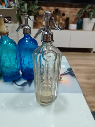 Sifón antiguo grabado al ácido