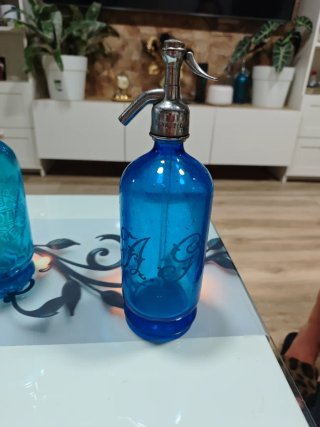 Sifón antiguo grabado al ácido