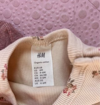 Lote 2 camisetas bebé H&M Adorables 4/6 meses