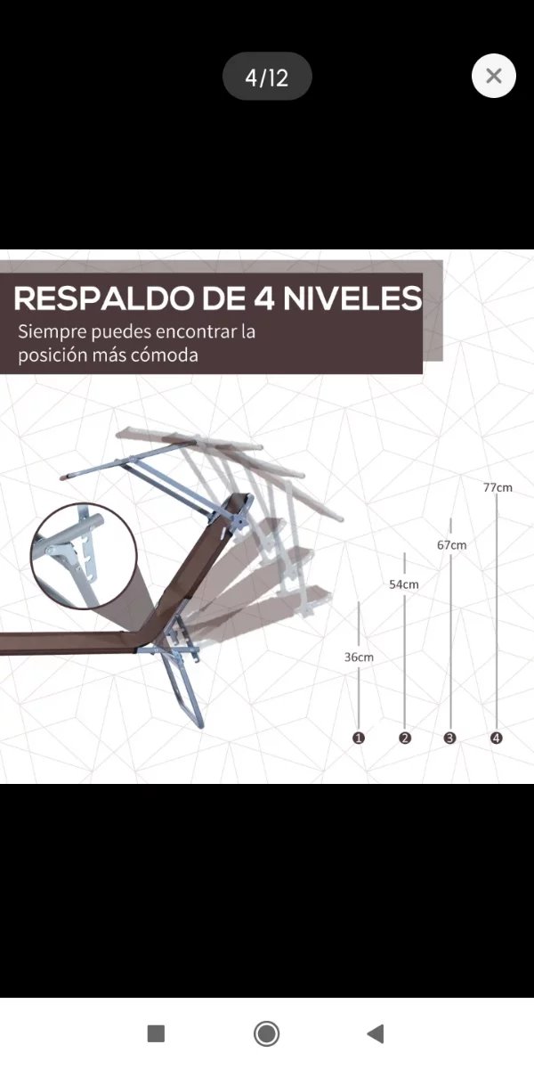 Tumbona plegable exterior con toldo