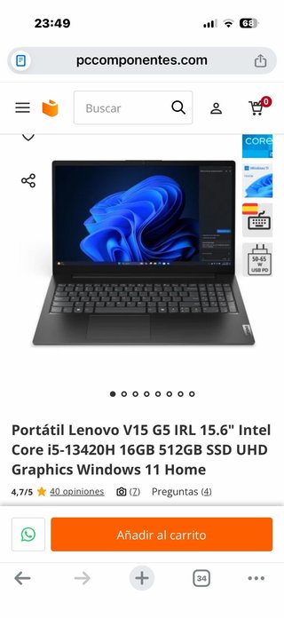 Portátil Lenovo V15 G5 Intel Core i5