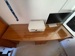 Mesa de estudio madera y cristal