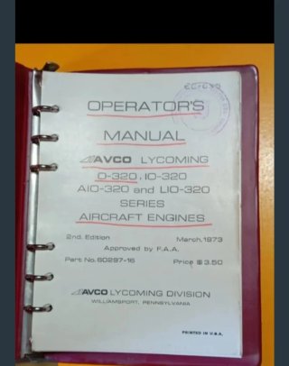 Manual Motor AVCO Lycoming O-320, 10-320, A10-320