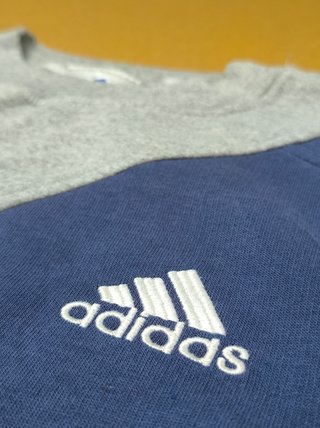 Sudadera Adidas Vintage Gris y Azul