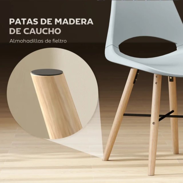 Pack 2 Sillas Comedor Plástico Gris