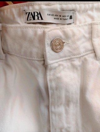 Vaqueros Zara Mon Fit Blancos Talla XL