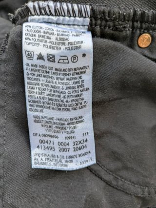 Pantalón Levi's 471 Slim Fit negro W32L34.
