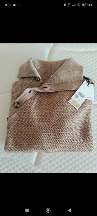 Jersey cuello alto botones beige Talla S