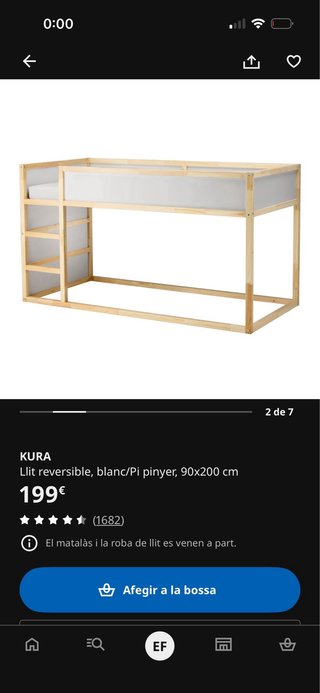 Litera IKEA Kura + Somier Lönset +escalera trofast