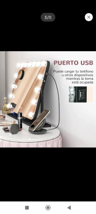 Specchio da trucco girevole con luce e USB