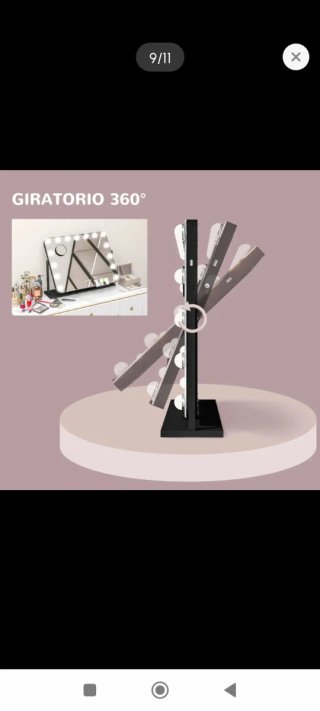 Specchio da trucco girevole con luce e USB