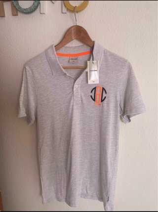 Polo Jack Jones gris con logo naranja