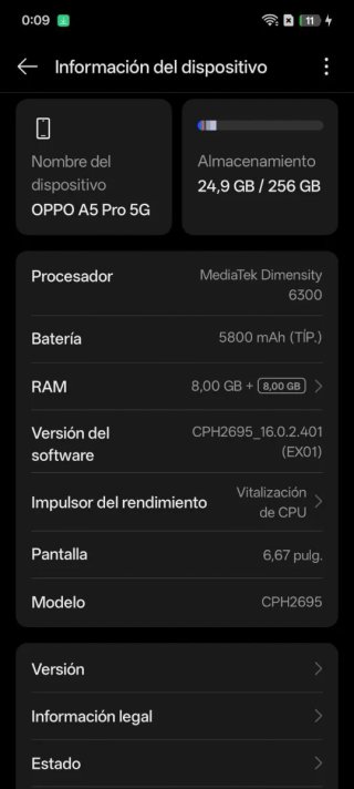 Oppo A5 Pro 5G Negro/Gris