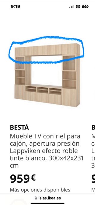 Conjunto 120+60+60 mueble Besta Ikea Madera roble