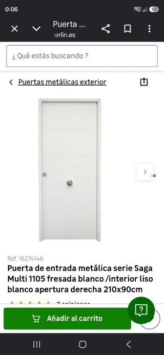 Puerta de entrada metálica blanca apertura izquied