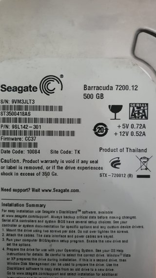 Disco duro Seagate Barracuda 500GB 3.5” SATA