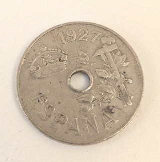 Lote 2 monedas 25 céntimos España 1927-1937