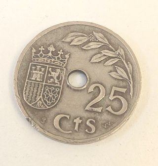 Lote 2 monedas 25 céntimos España 1927-1937