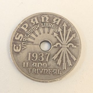 Lote 2 monedas 25 céntimos España 1927-1937