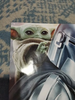 Póster adhesivo Mandalorian y Grogu tamaño A4