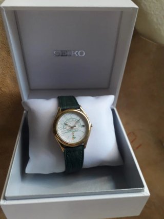 ROLAND GARROS/Reloj SEIKO (Japón) Oro y Verde