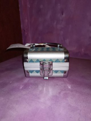 Mini joyero plateado y azul