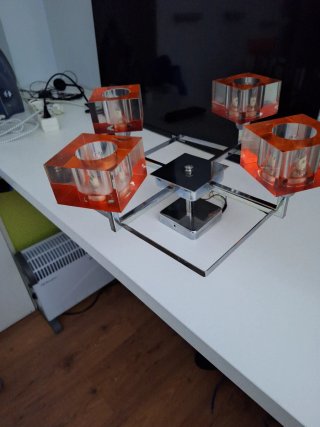 Lámpara de techo moderna naranja y transparente