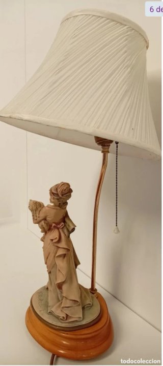 LAMPARA CAPODIMONTE ITALIANA PORCELANA MUJER PERRL